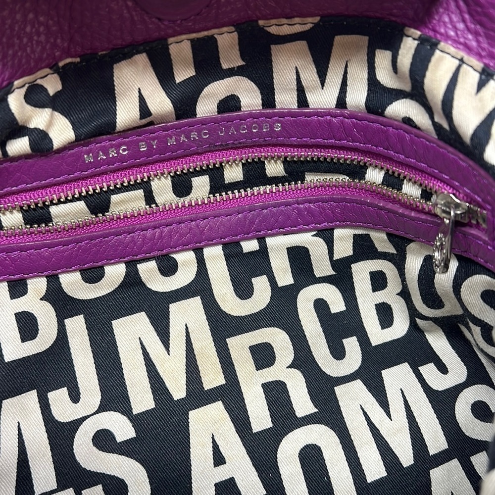 Marc by Marc Jacobs Purple Leather Long Tote Bag Double Handle Shoulder Strap - Picture 8 of 16